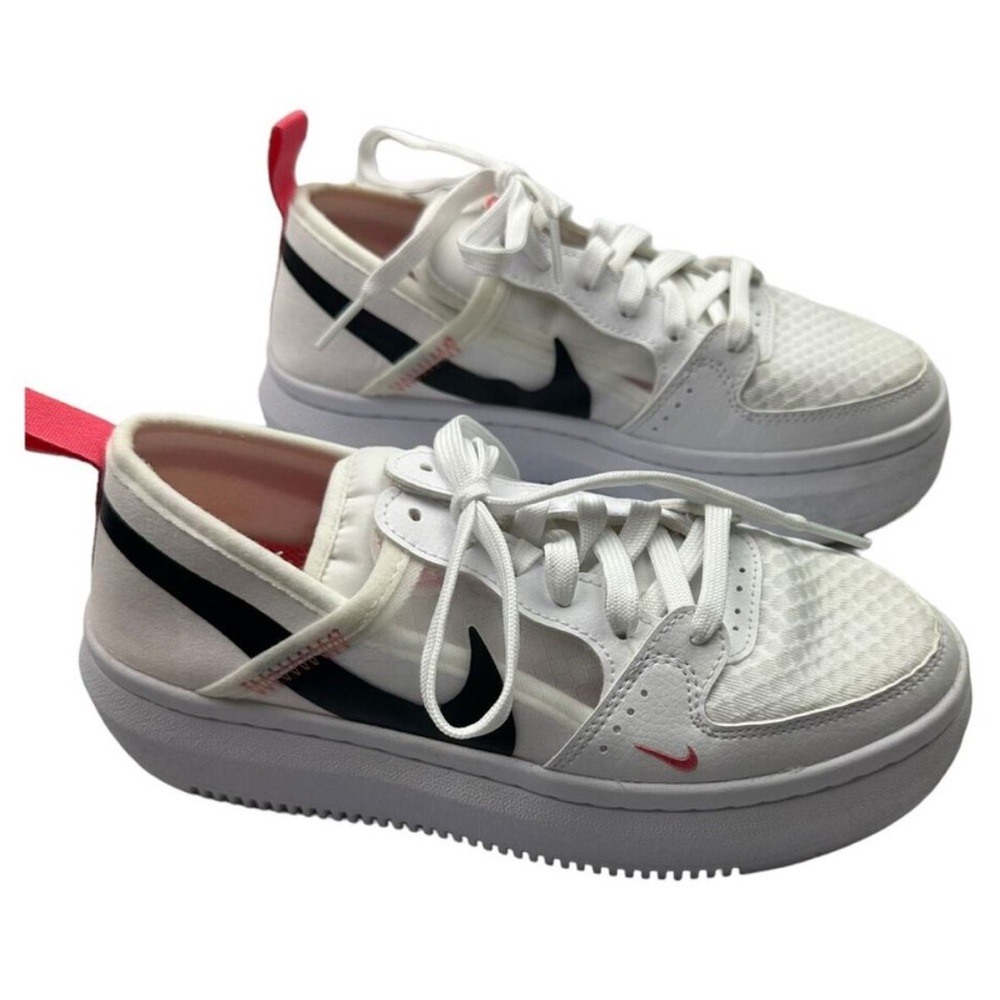 Nike Kids White and Black Sneakers with Pink Accents